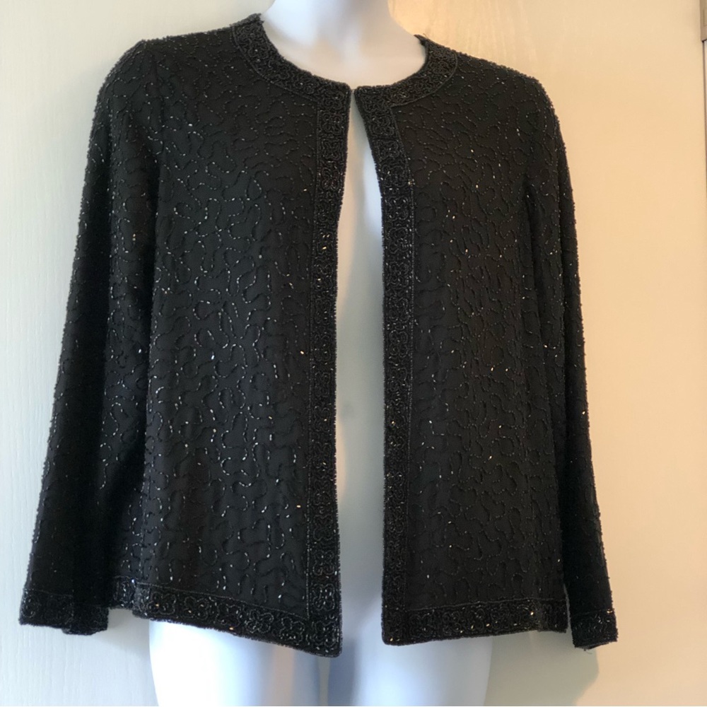 Lovely Black-beaded Jacket Size X-LARGE JMD New York